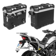 ZEGA Evo système de coffre aluminium pour Honda XL750 Transalp    Contenance 38/38, Couleur du porte-bagages Argent, Couleur And-Black