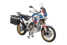 ZEGA Pro système de coffre pour Honda CRF1100L Africa Twin (2022-) / Adventure Sports 31/38 litres avec support en acier inoxydable            Contenance 38/45, Couleur du porte-bagages Argent, Couleur And-Black